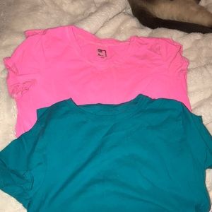 Pink and blue/teal shirt